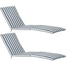 Master Sun Lounger Cushions Navy Stripe Pack of 2