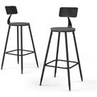 Round Counter Height Bar Stool with Backrest Set of 2