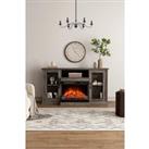 3-Sided Electric Fireplace TV Stand with Glass Door Closed Storage