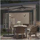 Outdoor 32 LED Lighted Patio Umbrella with Crank Lift System, Cross Base & Fillable Base