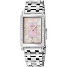Ave of Americas Mini Swiss Quartz Diamonds Stainless Steel Diamond Case, Pink MOP Dial Watch