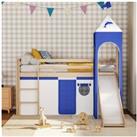 Kid's Castle Pine Wood Loft Bed with Slide and Tent