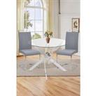 3-Piece Dining Set of Leather Dining Chairs and Tempered Glass Dining Table