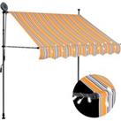 Manual Retractable Awning with LED 150 cm Yellow and Blue