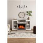 3-Sided Electric Fireplace TV Stand with Glass Door Closed Storage
