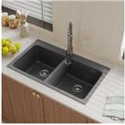 83.5x49Cm Double Bowl Quartz Undermount Kitchen Sink