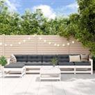 7 Piece Garden Lounge Set White Solid Wood Pine