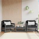 Garden Chairs with Cushions 2 pcs Grey Solid Wood Pine