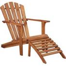 Garden Adirondack Chair with Footrest Solid Acacia Wood