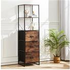 5-Tiers Vintage Wooden Storage Cabinet with Shelf