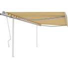 Manual Retractable Awning with Posts 4.5x3 m Yellow and White