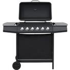 Gas BBQ Grill with 6 Cooking Zones Steel Black