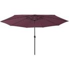 Outdoor Parasol with LED Lights and Metal Pole 400 cm Bordeaux Red