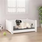 Dog Bed White 65.5x50.5x28 cm Solid Pine Wood