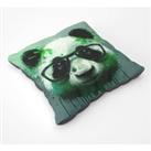 Panda With Glasses, Green Splashart Floor Cushion