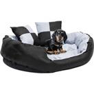 Reversible & Washable Dog Cushion Grey and Black 85x70x20 cm