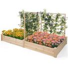 Outdoor Raised Garden Bed Wooden Elevated Planter w/ 2 Planter Boxes & 3 Trellis