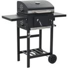 Charcoal-Fueled BBQ Grill with Bottom Shelf Black
