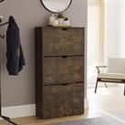 Vida Designs 3 Drawer Shoe Cabinet Storage Organizer Dark Wood 1150 x 600 x 240 mm