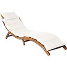 Sun Lounger with Cream Cushions Solid Wood Acacia