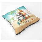 Panda On A Beach Holiday Floor Cushion