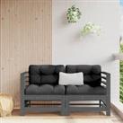 Corner Sofas with Cushions 2 pcs Grey Solid Wood Pine