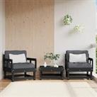 Garden Chairs 2 pcs Black Solid Wood Pine
