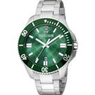 Silver Stainless Steel Green Dial Sport Watch
