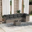 7 Piece Garden Sofa Set with Cushions Grey Poly Rattan