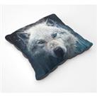 White Wolf Face Splashart Floor Cushion