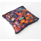 A Vibrant And Colorful Illustration Of Witches And Pumpkin Floor Cushion