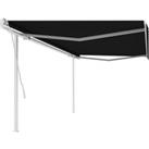 Manual Retractable Awning with Posts 5x3.5 m Anthracite