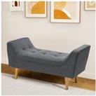 Chenille Check Tufted Upholstered Bench with Wooden Legs