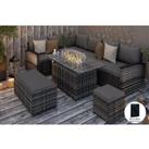 Rosen 9 Seater Rattan Garden Furniture Corner Sofa Set With Fire pit Dining Table and Storage Box
