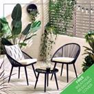 Outdoor Garden Furniture - Bora 2 Seat Black Garden Table and Chairs Bistro Set