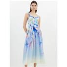 Ombre Floral Silk Cotton Strappy Prom Dress
