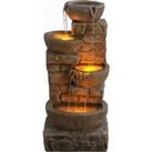 Outdoor Water Fountain with LED Lights, 84.5 cm Brown
