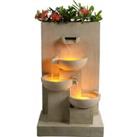 Outdoor Water Fountain with Planter, 74 cm Natural