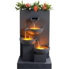 Outdoor Water Fountain with Planter, 74 cm Gray