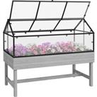 Raised Garden Bed with Cold Frame Greenhouse with Polycarbonate Panel Top Vent