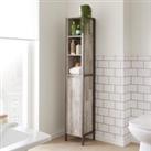 Wood Effect and Grey Bathroom Tallboy Cabinet