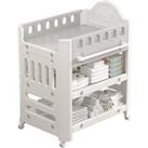 Mobile Baby Diaper Changing Table with 4 Drawers and Storage Shelf
