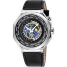 GV2 Men's Marchese Stainless Steel Case, Black Dial, Genuine Italian Brown Leather Strap
