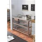 Freestanding One Compartment Stainless Steel Sink with Shelves