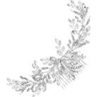 Penelope Occasion Crystal Beaded Sprig Leaf Wreath Comb - Gift Pouch