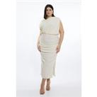 Plus Size One Shoulder Ruched Textured Jersey Maxi Dress