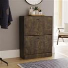 Vida Designs 2 Drawer Shoe Cabinet Dark Wood Storage Organizer 800 x 600 x 240 mm