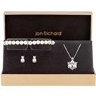 Silver Plated Clear Crystal Pearl And Crystal Cluster Trio Set - Gift Boxed