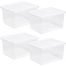 Storage Box Underbed 4 x 31 Litre Stackable Plastic Clothes Tidy Organiser Lid