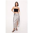 Faux Leather Crackle Midi Skirt